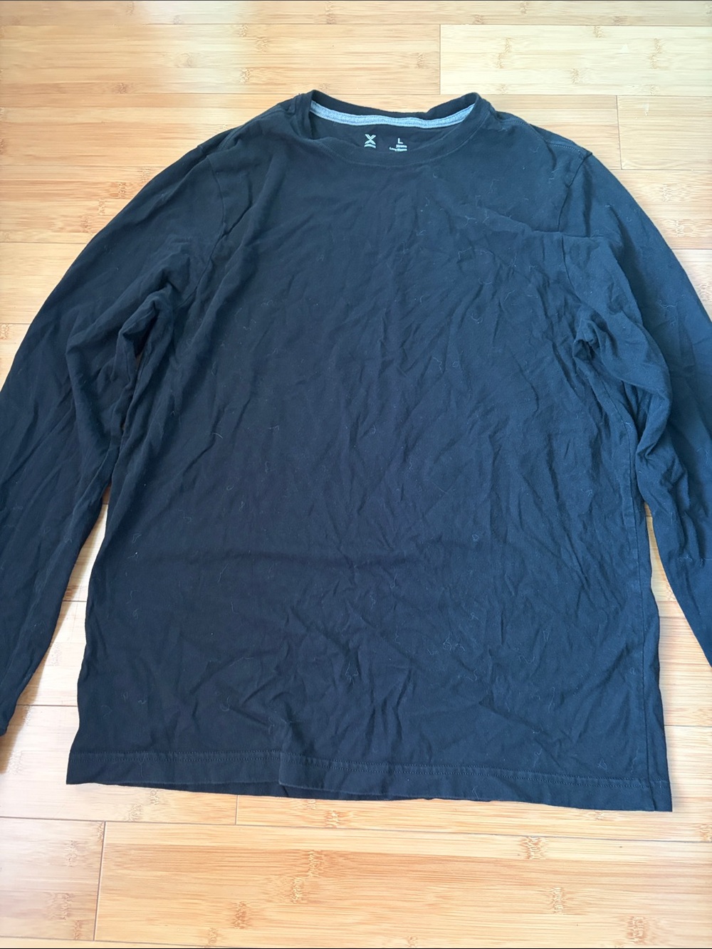 Xersion Black Long-Sleeve Crewneck Shirt Size Large